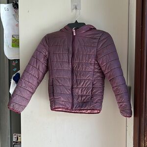 Kids Purple Quilted Puffer Jacket with Hood